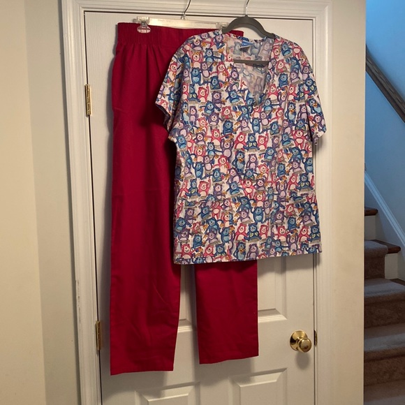Crest Other - 2 piece Crest scrub set…Multicolor top & hot pink elastic waist pants…size XL